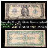 1923 $1 large size Silver Certificate Grades vf+ S