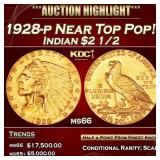1928-p Gold Indian Quarter Eagle Near Top Pop! $2