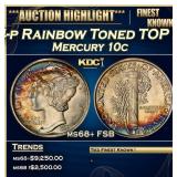 1934-p Mercury Dime Rainbow Toned TOP POP! 10c ms6