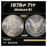 1878-p 7tf Morgan Dollar $1 Grades ms63