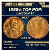 1938-s Lincoln Cent TOP POP! 1c ms68 rd SEGS