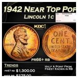 1942 Proof Lincoln Cent Near Top Pop 1c pr66+ rb S