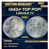 1943-p Lincoln Cent TOP POP! 1c ms68+ SEGS