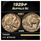 1929-p Buffalo Nickel 5c Grades ms66