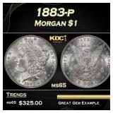 1883-p Morgan Dollar $1 Grades ms65