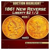 1861 New Reverse Gold Liberty Quarter Eagle $2 1/2
