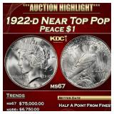 1922-d Peace Dollar Near Top Pop $1 ms67 SEGS