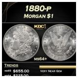 1880-p Morgan Dollar $1 Grades ms64+