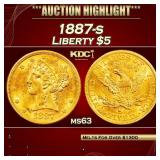 1887-s Gold Liberty Half Eagle $5 ms63 USCG