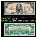 1928 $50 Gold Certificate FR-2404 Signatures Woods