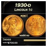 1930-d Lincoln Cent 1c Grades ms66 rd
