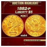 1882-p Gold Liberty Half Eagle $5 ms64 SEGS