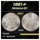 1881-p Morgan Dollar $1 Grades ms64