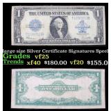 1923 $1 large size Silver Certificate Grades vf+ S