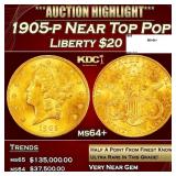 1905-p Gold Liberty Double Eagle Near Top Pop $20
