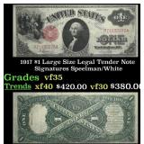 1917 $1 Large Size Legal Tender Note Grades vf++ S