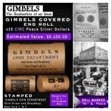 20 Coin GIMBLES Roll Circ Peace Dollar B+