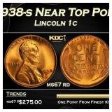 1938-s Lincoln Cent Near Top Pop 1c ms67 rd SEGS