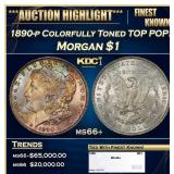 1890-p Morgan Dollar Colorfully Toned TOP POP! $1