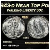1943-d Walking Liberty Half Dollar Near Top Pop 50