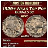 1929-p Buffalo Nickel Near Top Pop 5c ms66+ SEGS