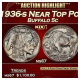 1936-s Buffalo Nickel Near Top Pop 5c ms67 SEGS