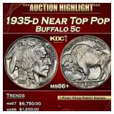 1935-d Buffalo Nickel Near Top Pop 5c ms66+ SEGS