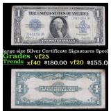 1923 $1 large size Silver Certificate Grades vf+ S