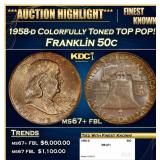1958-d Franklin Half Dollar Colorfully Toned TOP P