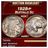1928-p Buffalo Nickel 5c ms66+ SEGS
