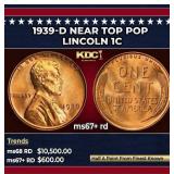 1939-d Lincoln Cent Near Top Pop 1c ms67+ rd SEGS