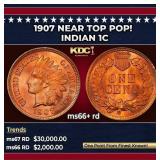 1907 Indian Cent Near Top Pop! 1c ms66+ rd SEGS
