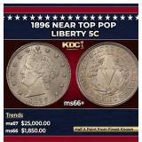 1896 Liberty Nickel Near Top Pop 5c ms66+ SEGS