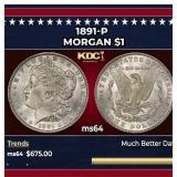 1891-p Morgan Dollar $1 Grades ms64