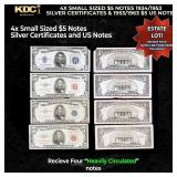 4x Small Sized $5 Notes 1934/1953 Silver Certifica
