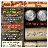20 Coin SEARS Peace Silver $1 Roll Uncirculated My