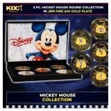 5 PC. Mickey Mouse & Friends Gold Plated Round Col