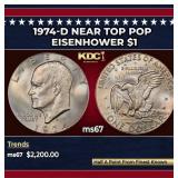 1974-d Eisenhower Dollar Near Top Pop $1 ms67 SEGS