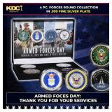 4 Coin Armied Forces Silver Plated Round Collectio