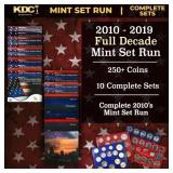 2010-2019 Full Decade Mint Set Run - 250+ Coins, 1
