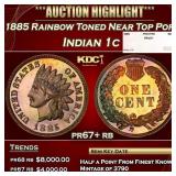 1885 Proof Indian Cent Rainbow Toned Near Top Pop!