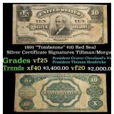 1891 Tillman/Morgan $10 Red Seal Silver Certificat