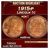 1915-p Lincoln Cent 1c ms66 rd SEGS