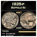 1935-p Buffalo Nickel 5c ms66+ SEGS
