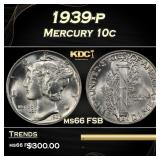 1939-p Mercury Dime 10c ms66 FSB SEGS