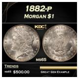 1882-p Morgan Dollar $1 Grades ms65