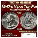1947-s Washington Quarter Near Top Pop 25c ms68 SE