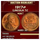 1917-p Lincoln Cent 1c ms66+ rd SEGS