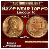 1927-p Lincoln Cent Near Top Pop! 1c ms67 rd SEGS