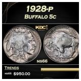 1928-p Buffalo Nickel 5c Grades ms66